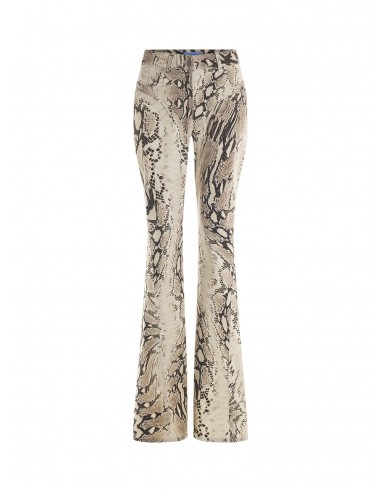 snake printed flared jeans de pas cher