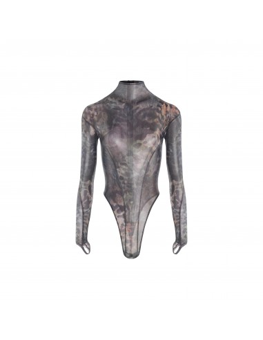 printed mesh high neck bodysuit Amélioration de cerveau avec