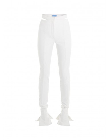 white bonded eco stretch trousers s'inspire de l'anatomie humaine