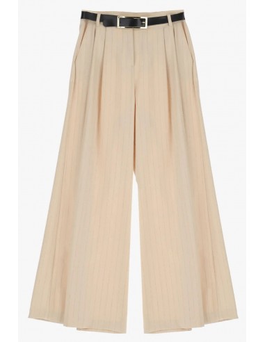 Pantalon Palazzo Imperial Ceinture Rayures Beige meilleur choix