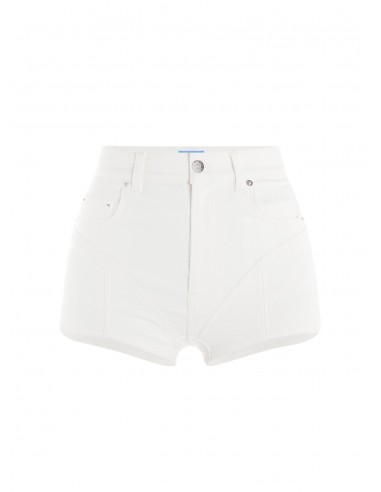 white bi-material spiral shorts de votre