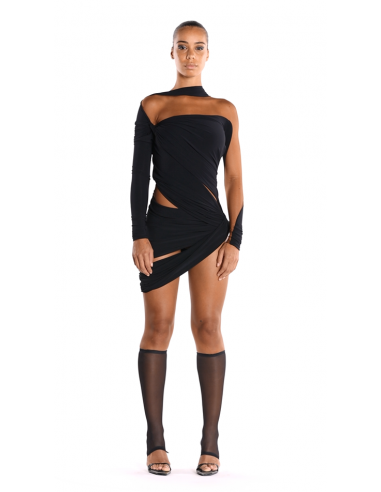 black draped illusion dress Venez découvrir notre 