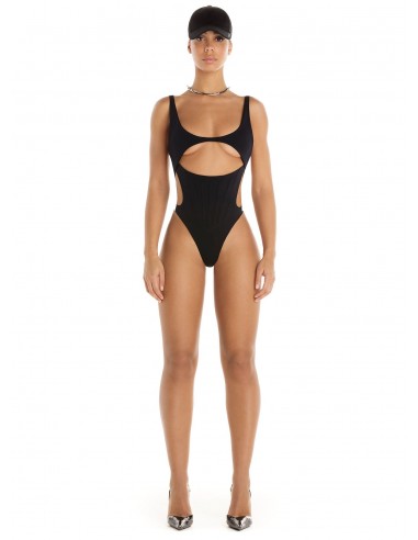 black cut-out corseted one-piece pas cher chine