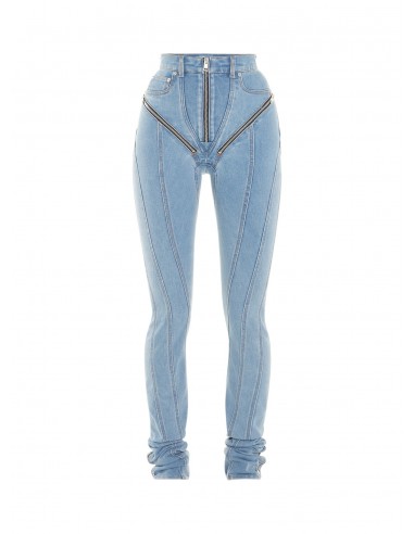 blue zipped spiral jeans rembourrage situé sous