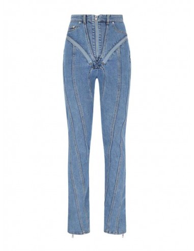 blue zipped spiral jeans solde