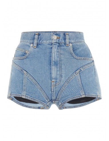 medium blue bi-material denim shorts Vous souhaitez 