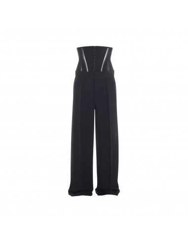 black tailored corset trousers en stock