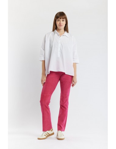 PANTALON EN PEAU STRETCH FUCHSIA Pour