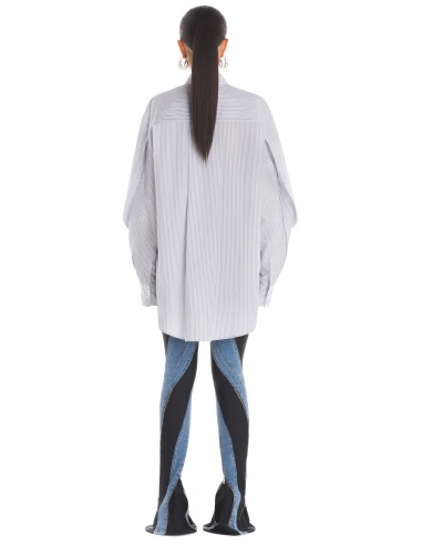 white pinstripe asymmetric shirt de pas cher